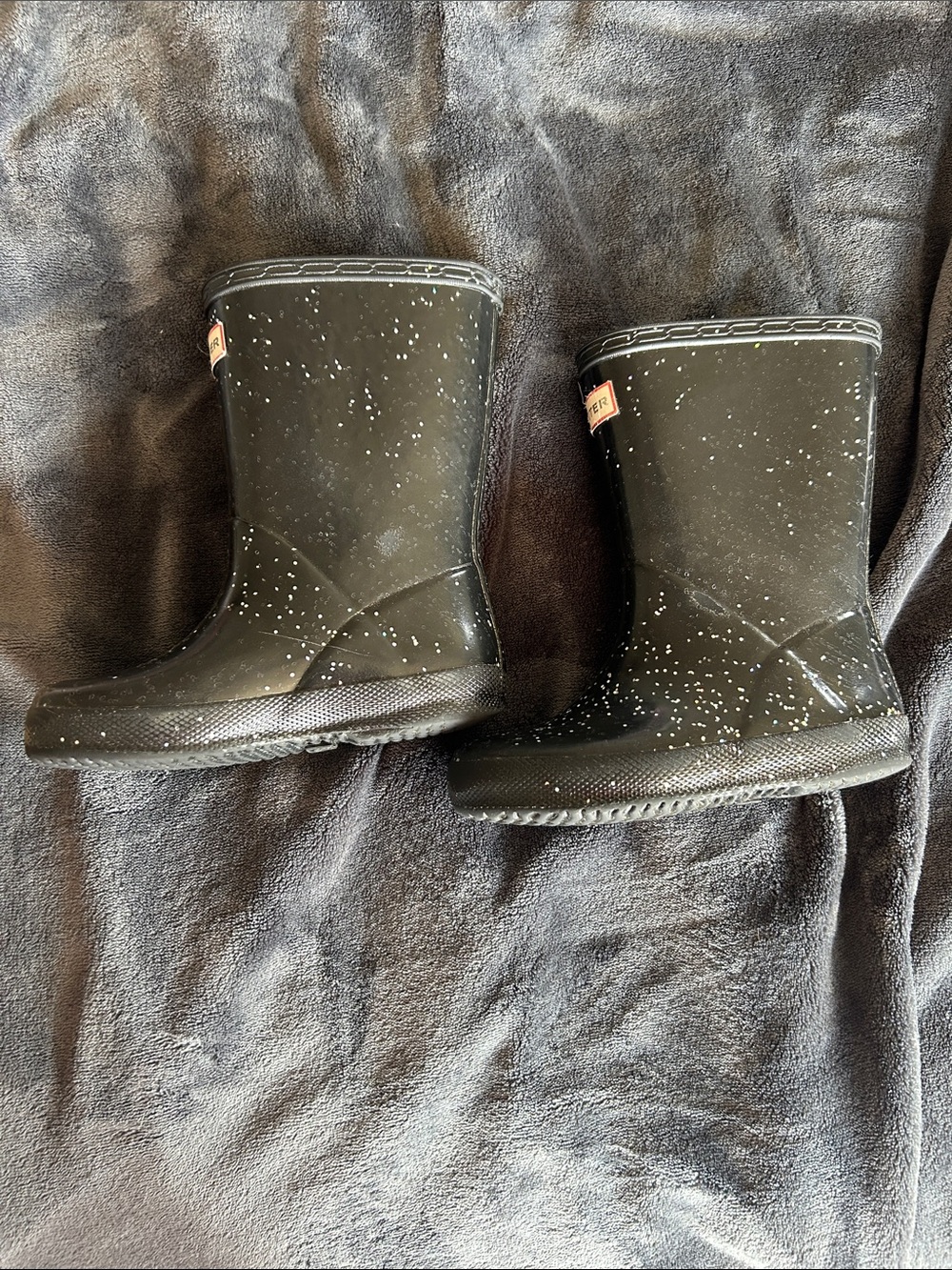Hunter Kids Black Speckle Rain Boots